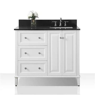 SolidWood MDF Natural Marble waterproof bathroom washbasin cabinet 36 Inch wth 3 drawers and 2 doors